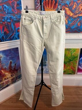 Zara Pale Cream Straight-Leg Jeans